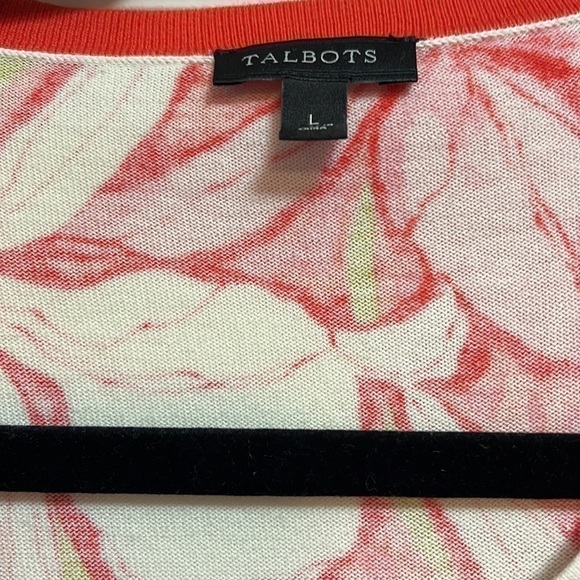 NWOT Talbots Women’s orange, green and white floral cardigan, size large. - Picture 2 of 7